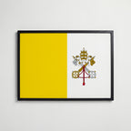 Vatican City National Flag Poster i svart ram – stilren konsttryck som väggdekor från Bozetto