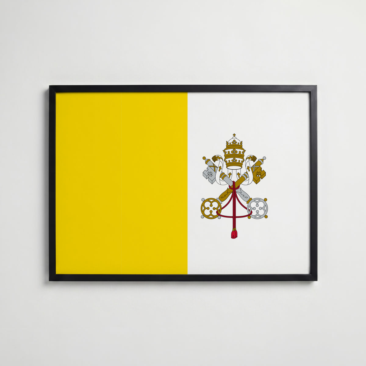 Vatican City National Flag Poster i svart ram – stilren konsttryck som väggdekor från Bozetto