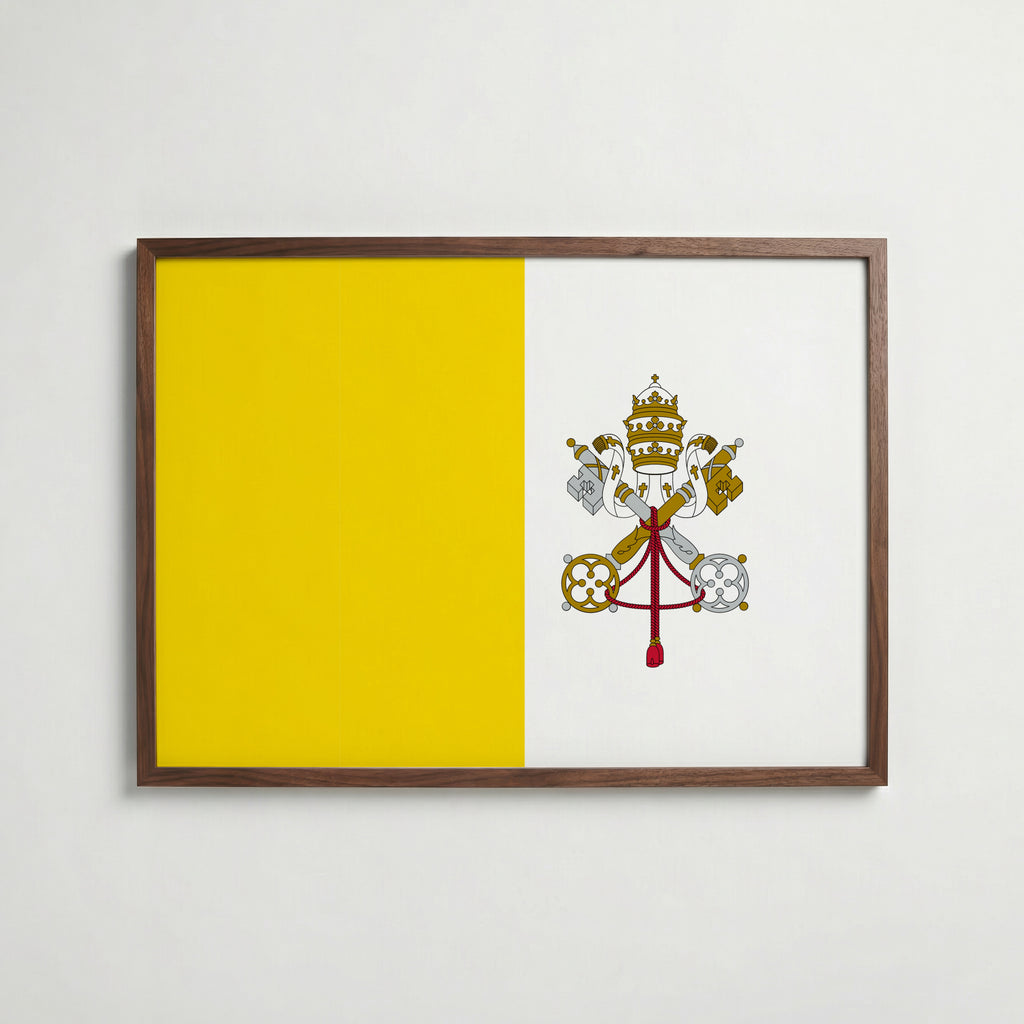 Vatican City National Flag Poster i valnötsram – varm konstaffisch för hemmet från Bozetto
