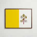 Vatican City National Flag Poster i valnötsram – varm konstaffisch för hemmet från Bozetto