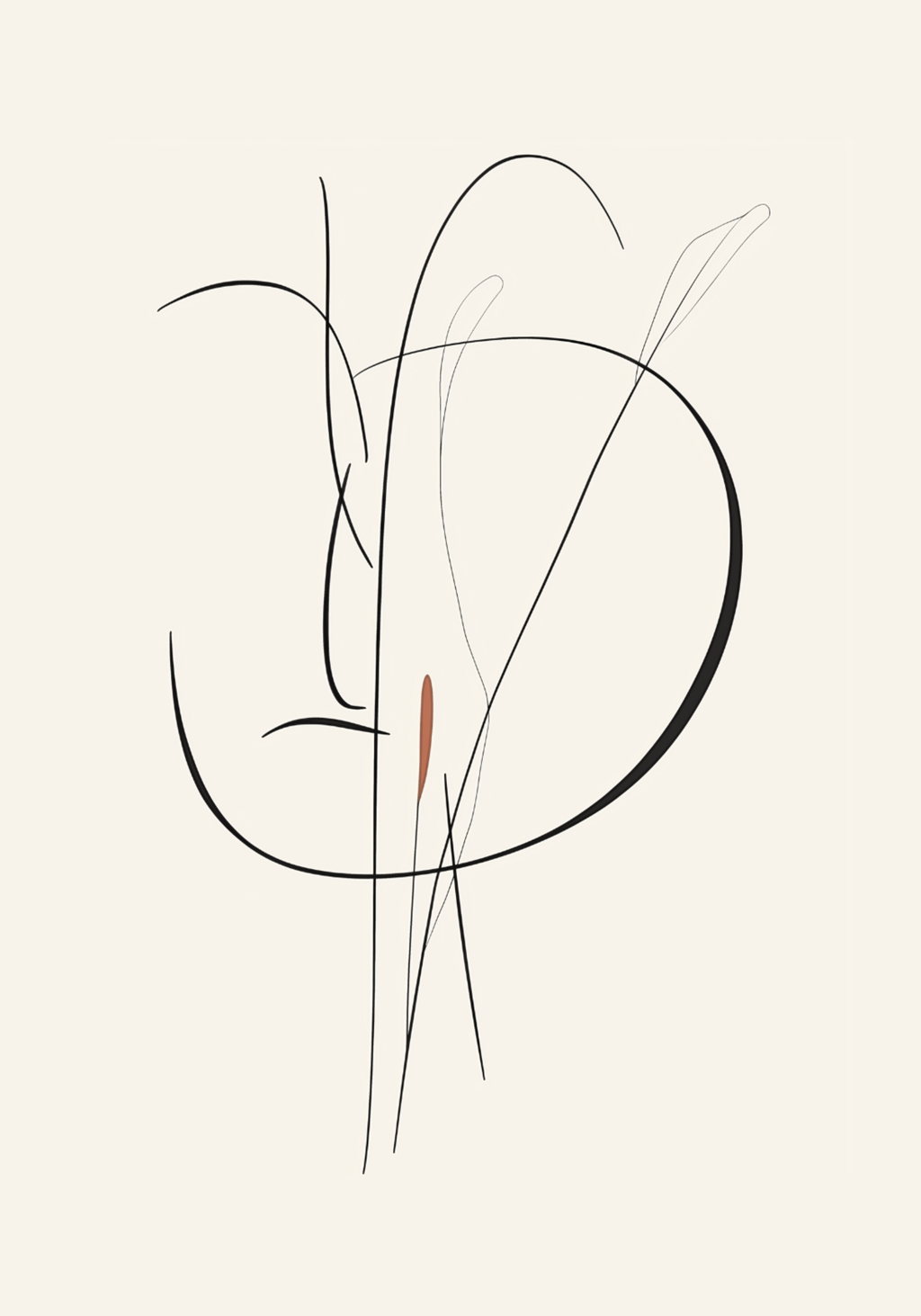 Soft Abstract Line Portrait poster visad rakt fram – Bozetto affisch i hög tryckkvalitet