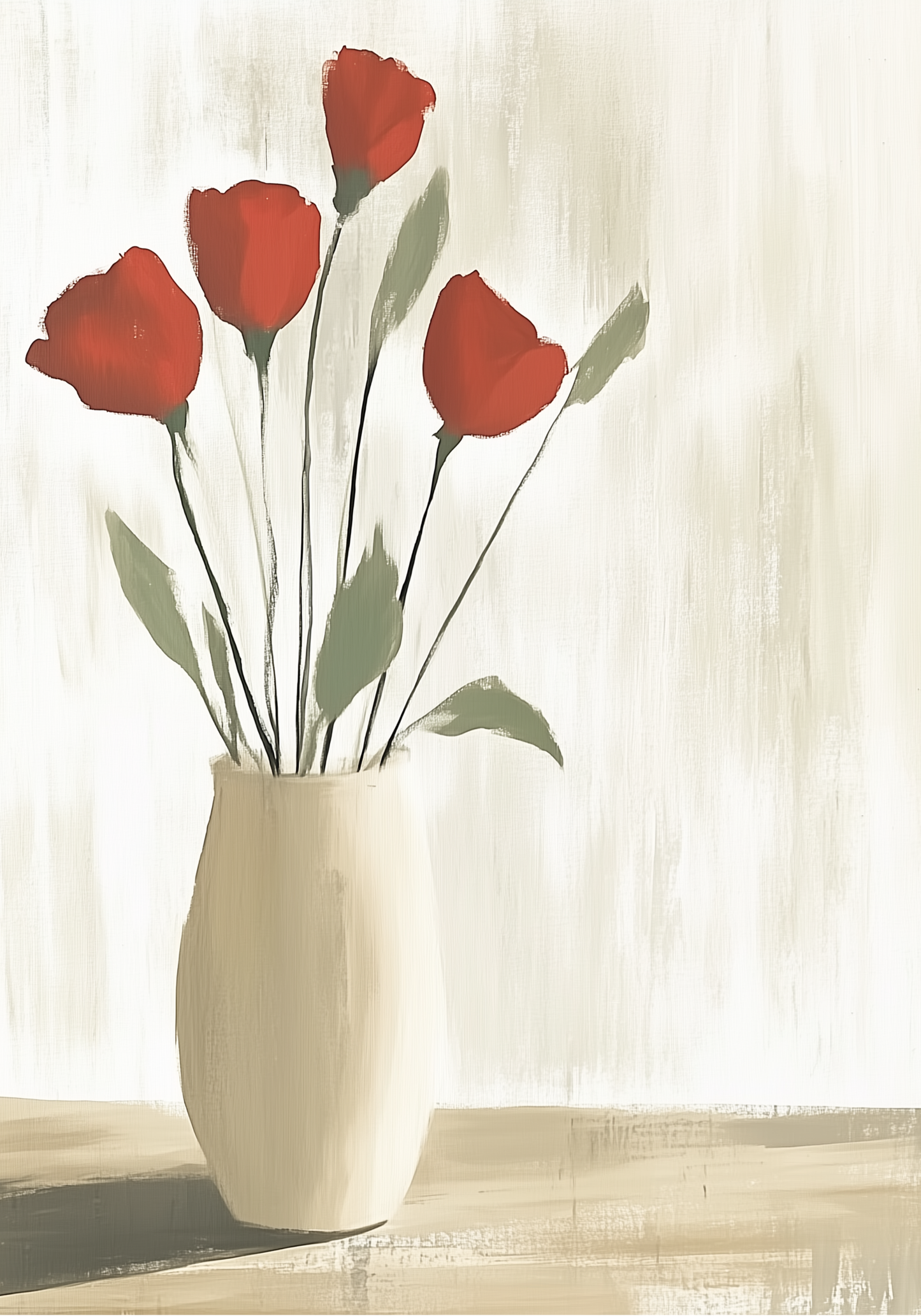 Red Roses In Vase Poster