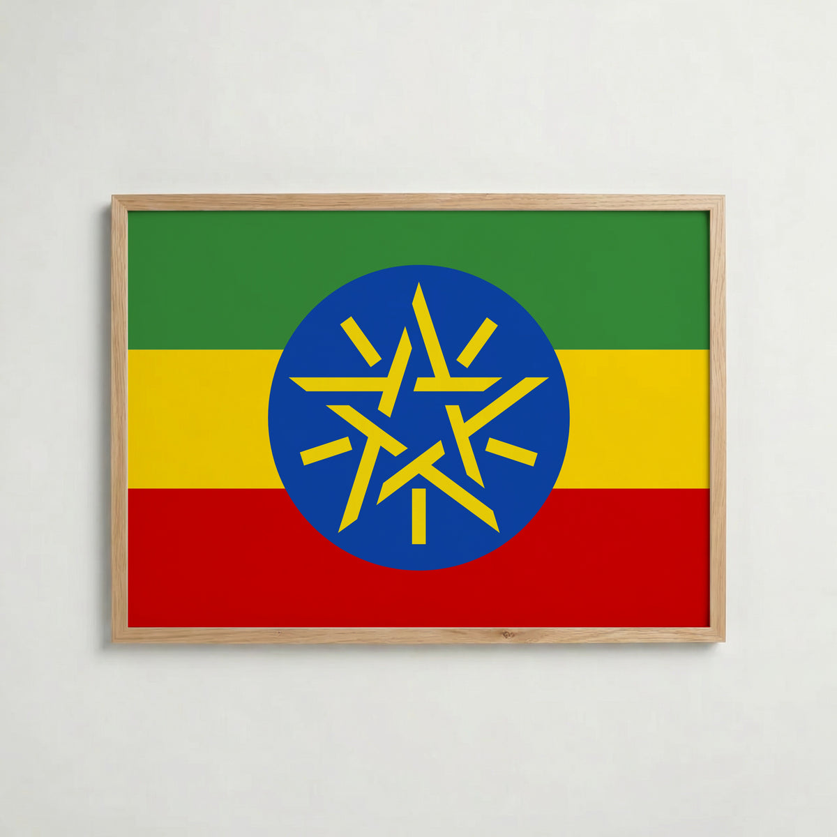 Ethiopia National Flag Poster i ekram – inramad konsttryck för stilren inredning hos Bozetto