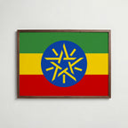 Ethiopia National Flag Poster i valnötsram – varm konstaffisch för hemmet från Bozetto