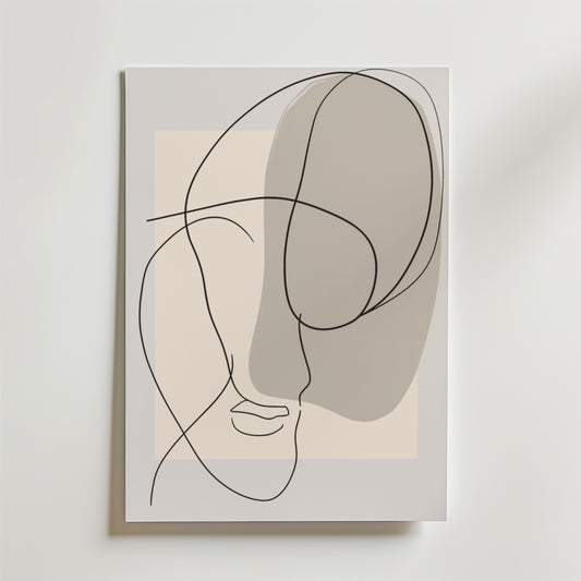 Beige Abstract Face Silhouette Poster