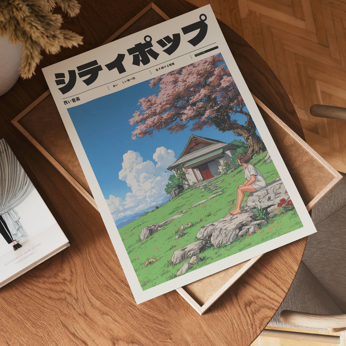 Väggmockup med Soft Winds of April – köp enkelt hos Bozetto affisch i hög kvalitet