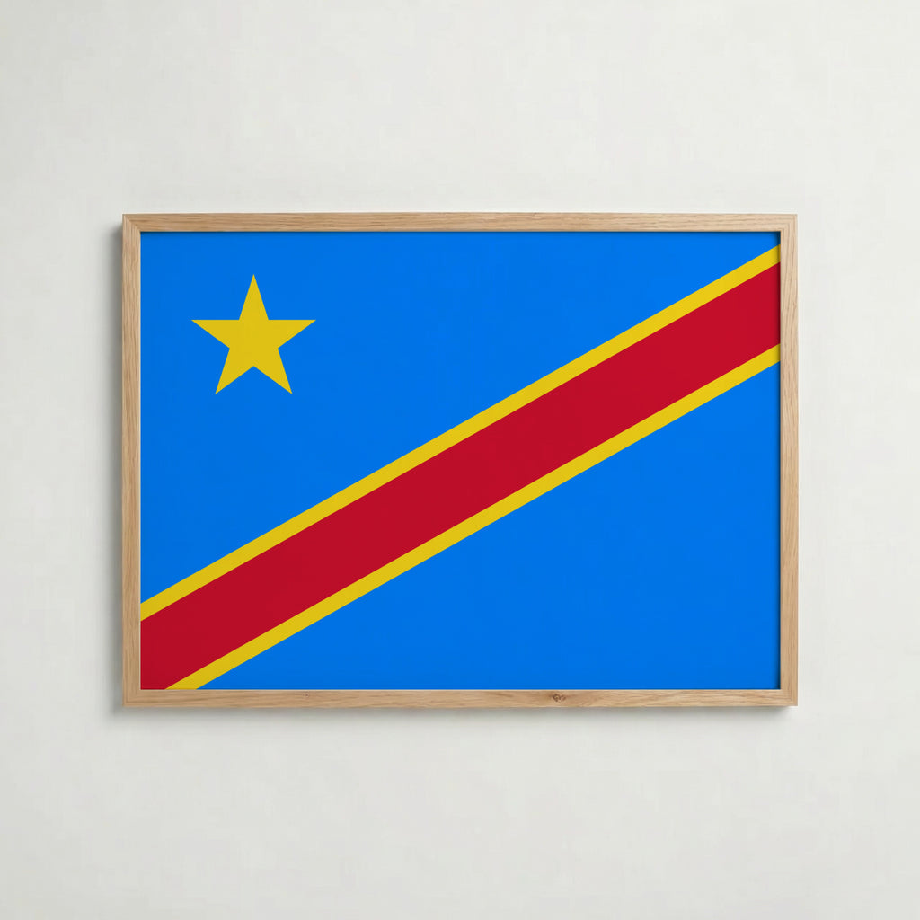 DR Congo National Flag Poster i ekram – inramad konsttryck för stilren inredning hos Bozetto