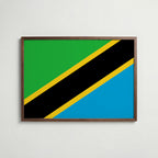 Tanzania National Flag Poster i valnötsram – varm konstaffisch för hemmet från Bozetto