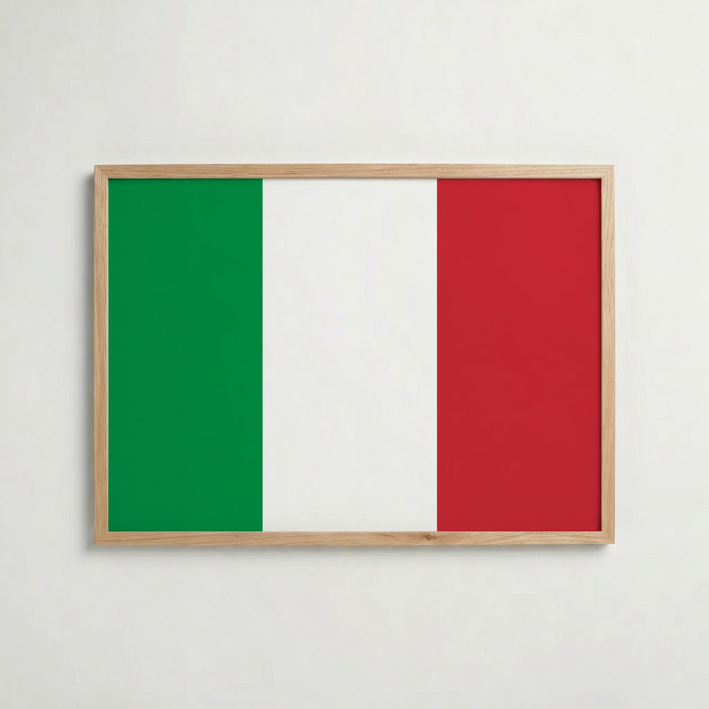Italy National Flag Poster i ekram – inramad konsttryck för stilren inredning hos Bozetto