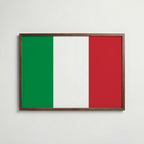Italy National Flag Poster i valnötsram – varm konstaffisch för hemmet från Bozetto
