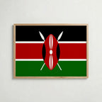Kenya National Flag Poster i ekram – inramad konsttryck för stilren inredning hos Bozetto