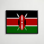 Kenya National Flag Poster i svart ram – stilren konsttryck som väggdekor från Bozetto