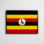 Uganda National Flag Poster i svart ram – stilren konsttryck som väggdekor från Bozetto