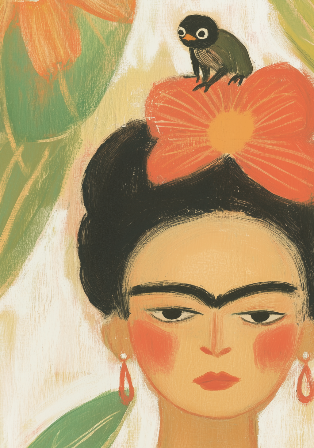 Frida Kahlo With a Frog – köp enkelt hos Bozetto konsttryck i hög kvalitet i hög kvalitet
