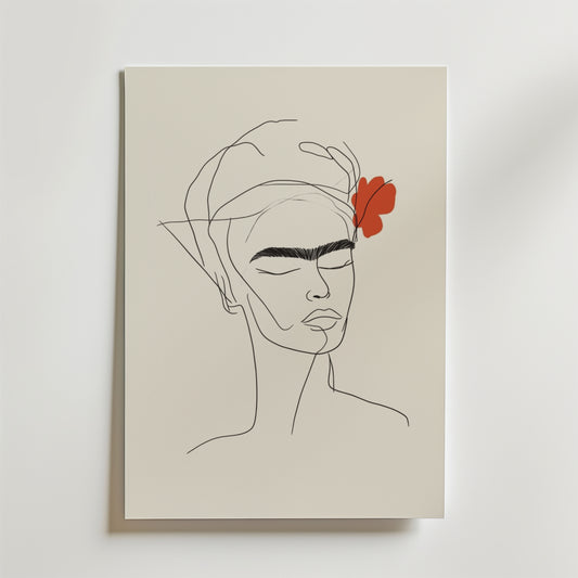 Frida Inspired Line Art Poster
