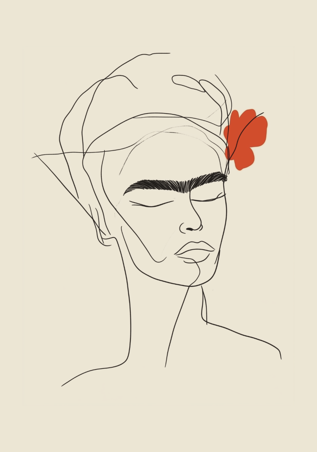 Frida Inspired Line Art – köp enkelt hos Bozetto konsttryck i hög kvalitet i hög kvalitet
