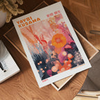 Yayoi Kusama Coral Bloom poster visualiserad på vägg – från Bozetto i hög kvalitet