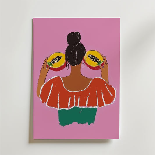 Tropical Papaya Girl Poster