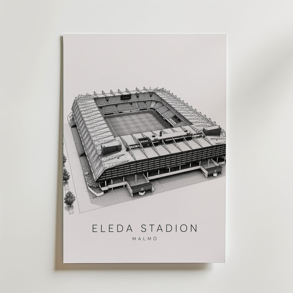 Eleda Stadion affisch inramad i neutral ram – se hur konsttrycket ser ut, Bozetto