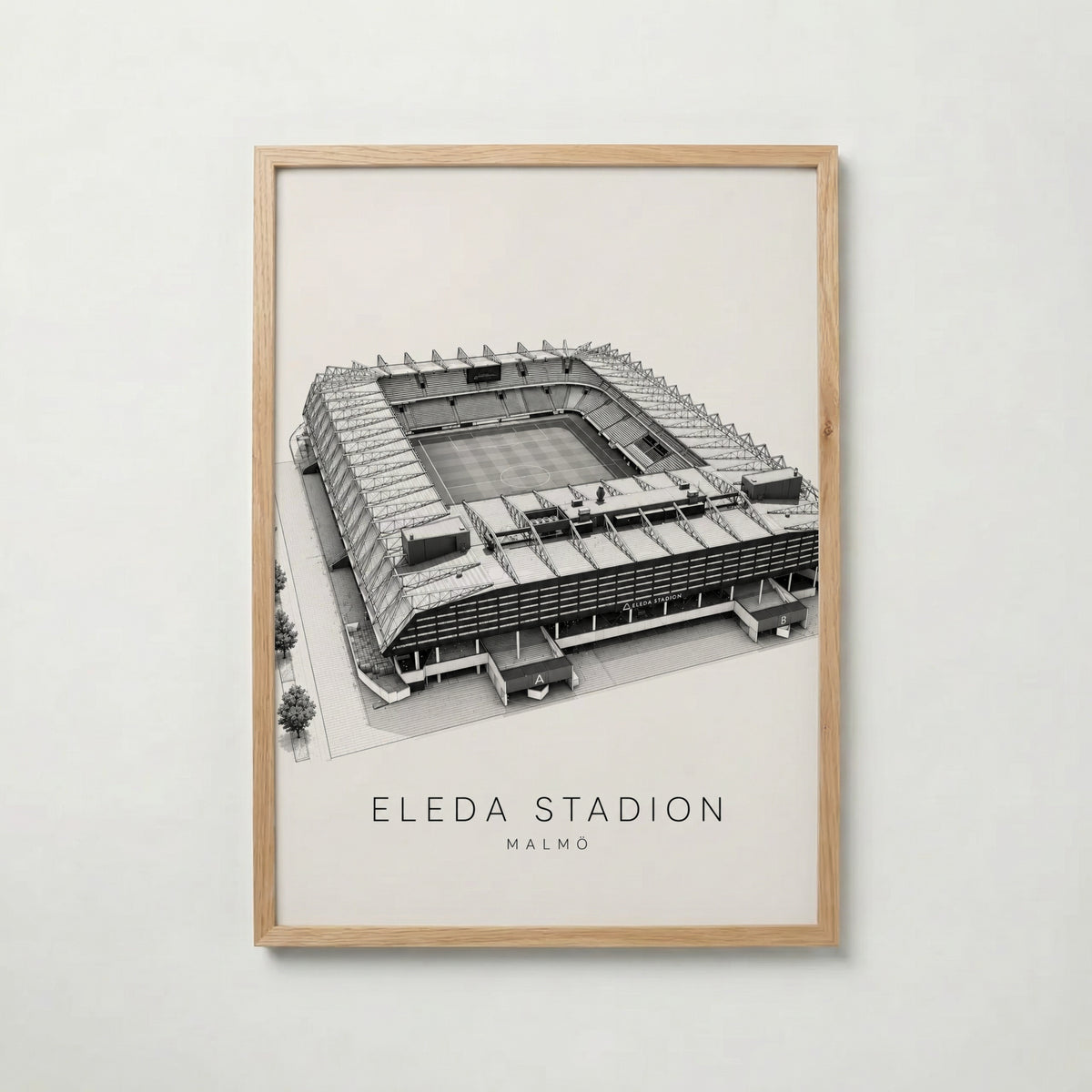 Eleda Stadion i ekram med ljust trä – köp enkelt hos Bozetto affisch i hög kvalitet