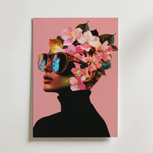 Floral Sunglasses Portrait Poster