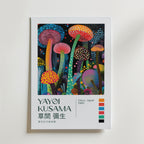 Mockup av Yayoi Kusama Psychedelic affisch på vägg – köp enkelt hos Bozetto i hög kvalitet