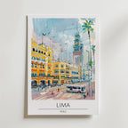 Lima Cityscape – stilfullt konsttryck från Bozetto, tryckt på matt finpapper i hög tryckkvalitet
