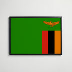 Zambia National Flag Poster i svart ram – stilren konsttryck som väggdekor från Bozetto