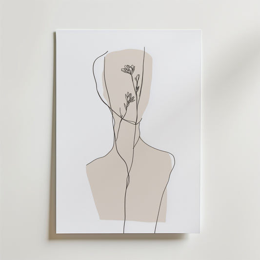 Beige Floral Silhouette Poster