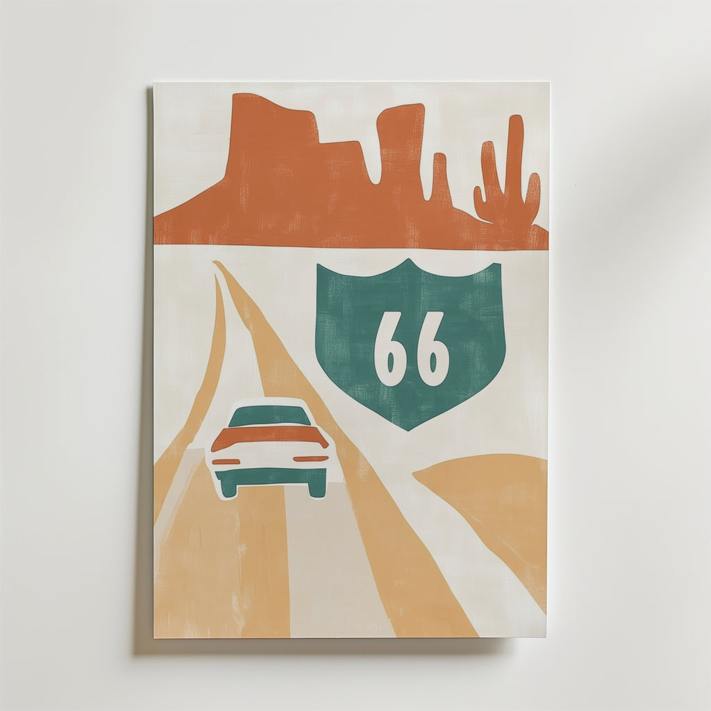 Will Rogers Highway – stilfullt konsttryck från Bozetto, tryckt på matt finpapper