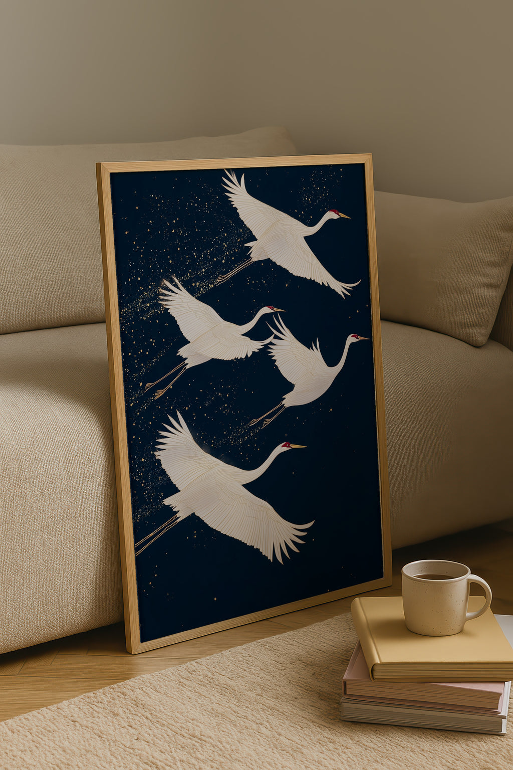 Midnight Cranes poster visad rakt fram – Bozetto affisch i hög tryckkvalitet i hög tryckkvalitet