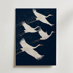 Midnight Cranes – stilfullt konsttryck från Bozetto, tryckt på matt finpapper i hög tryckkvalitet