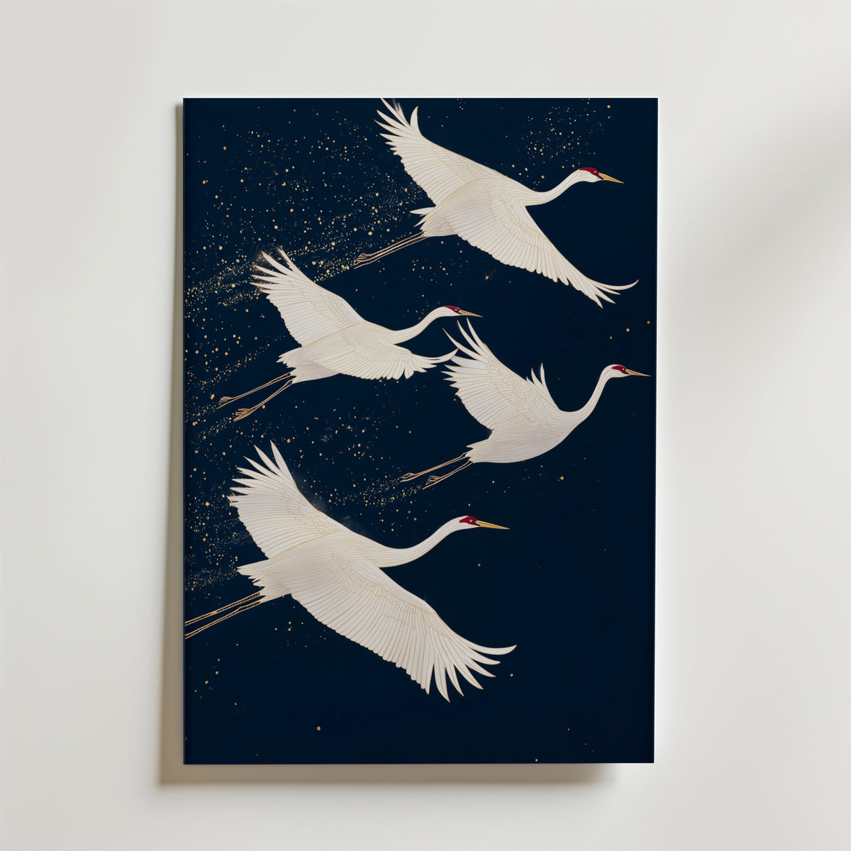 Midnight Cranes – stilfullt konsttryck från Bozetto, tryckt på matt finpapper i hög tryckkvalitet