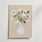 Minimalist Floral White Vase – stilfullt konsttryck från Bozetto, tryckt på matt finpapper