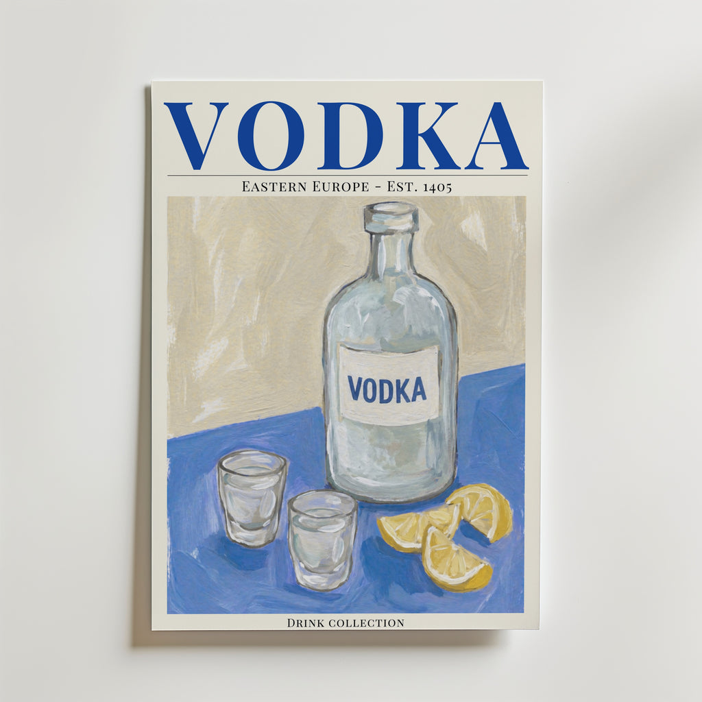 Vodka affisch inramad i neutral ram – se hur konsttrycket ser ut, Bozetto i hög tryckkvalitet