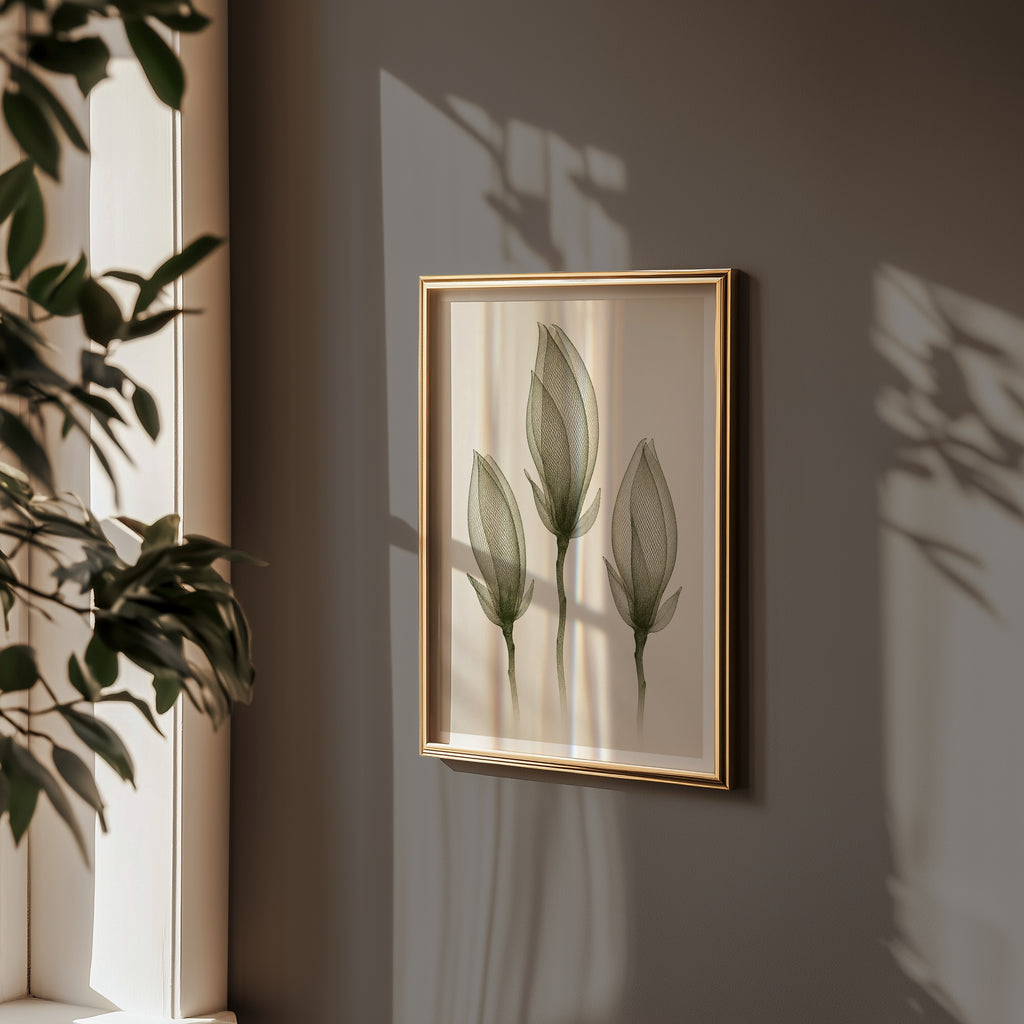 Sheer Bud affisch i minimalistiskt sovrum – köp enkelt hos Bozetto i hög kvalitet