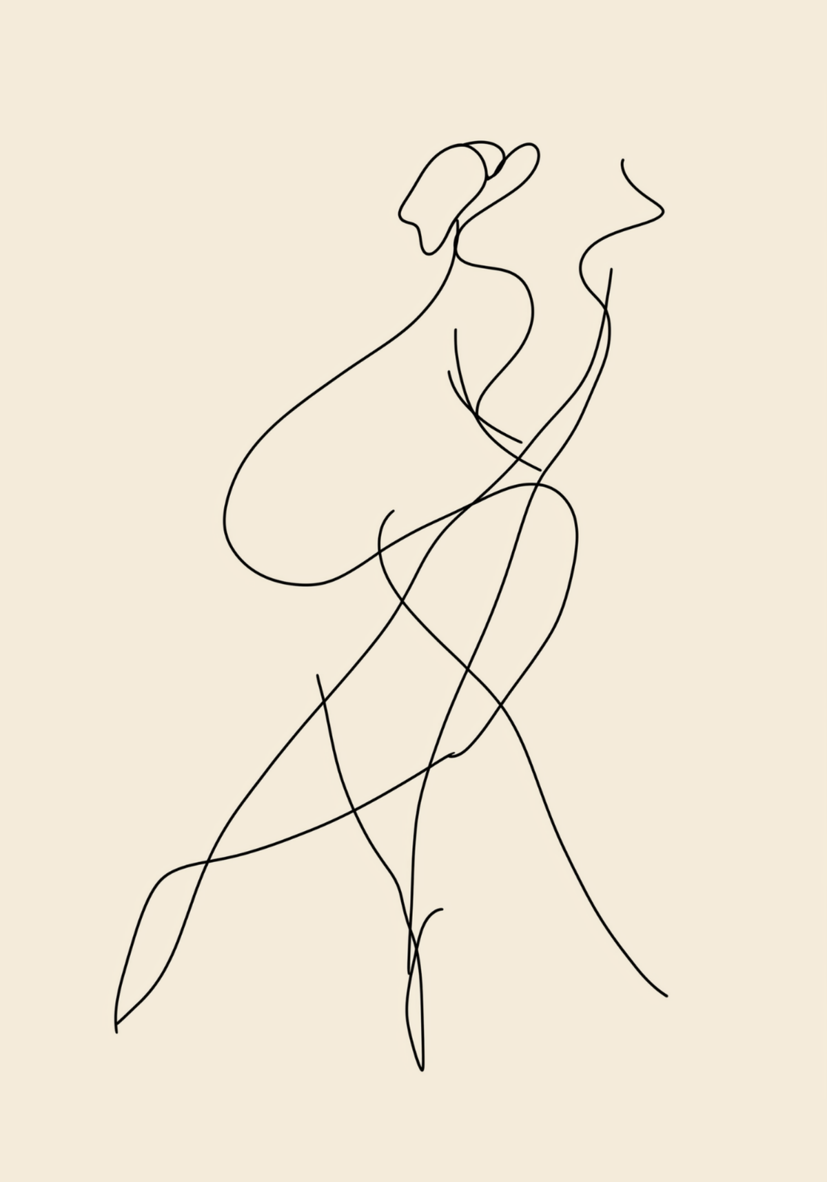 Elegant Line Art Woman – köp enkelt hos Bozetto konsttryck i hög kvalitet i hög kvalitet