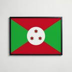 Burundi National Flag Poster i svart ram – stilren konsttryck som väggdekor från Bozetto