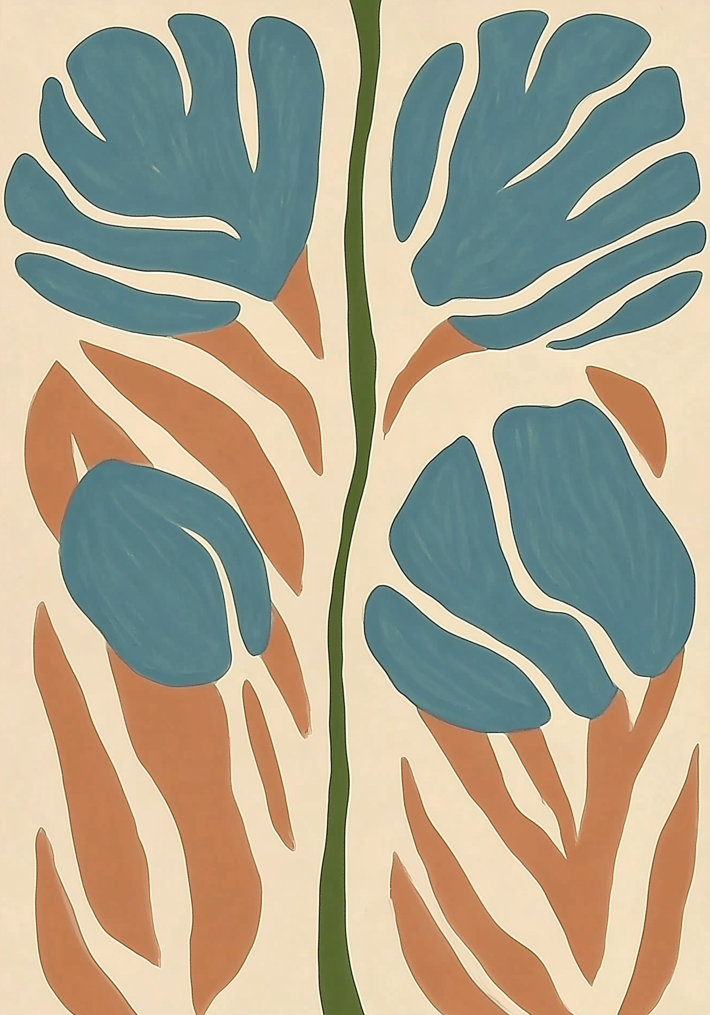 Abstract botanical blue Poster