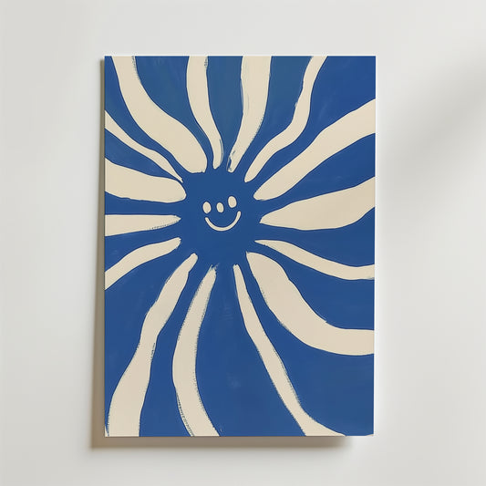 Abstract blue and white sun Poster
