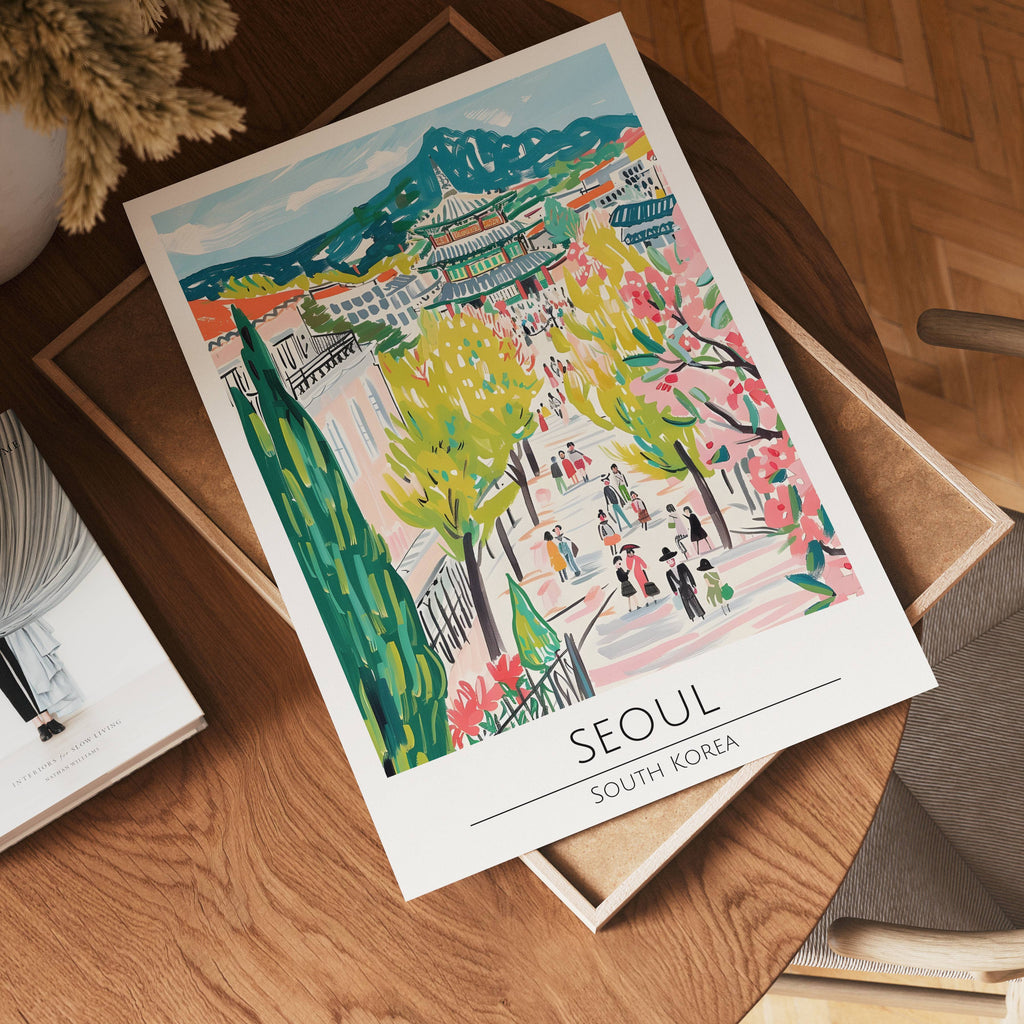 Seoul Cherry Pathway poster visad rakt fram – Bozetto affisch i hög tryckkvalitet