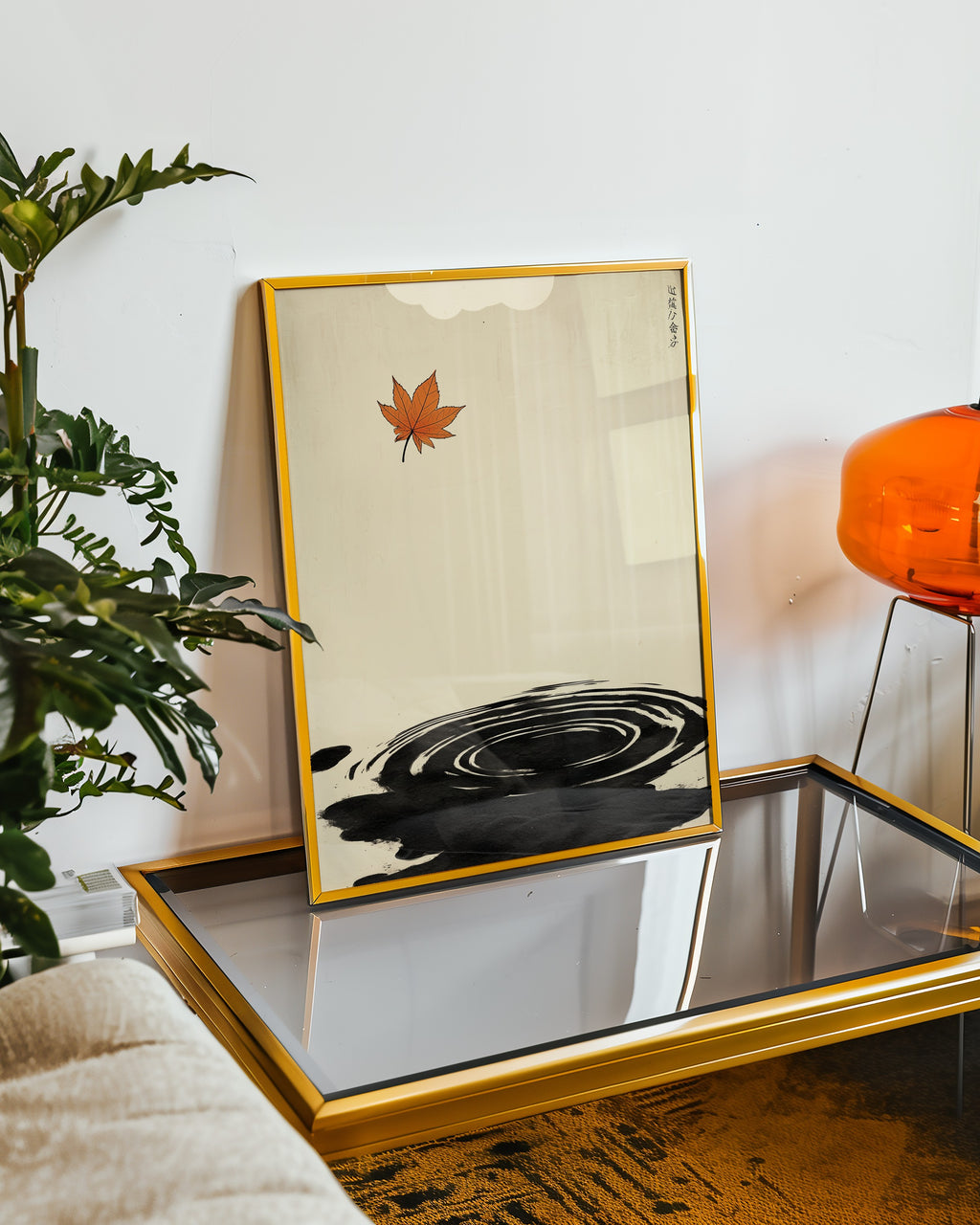 Mockup av Ephemeral Leaf affisch på vägg – köp enkelt hos Bozetto i hög kvalitet