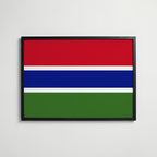 Gambia National Flag Poster i svart ram – stilren konsttryck som väggdekor från Bozetto