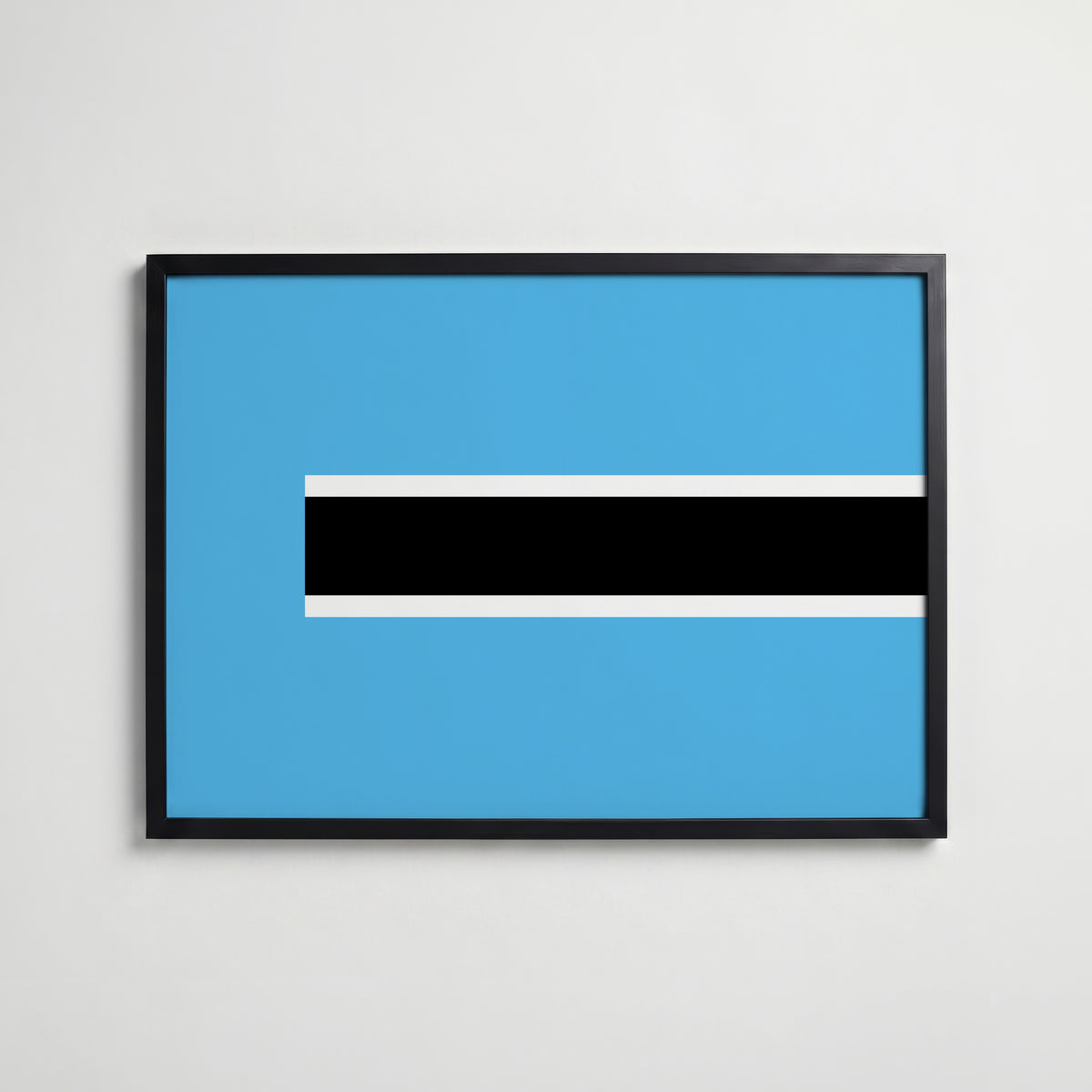 Botswana National Flag Poster i svart ram – stilren konsttryck som väggdekor från Bozetto