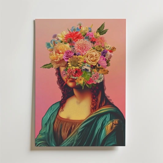Floral Mona Lisa Portrait Poster