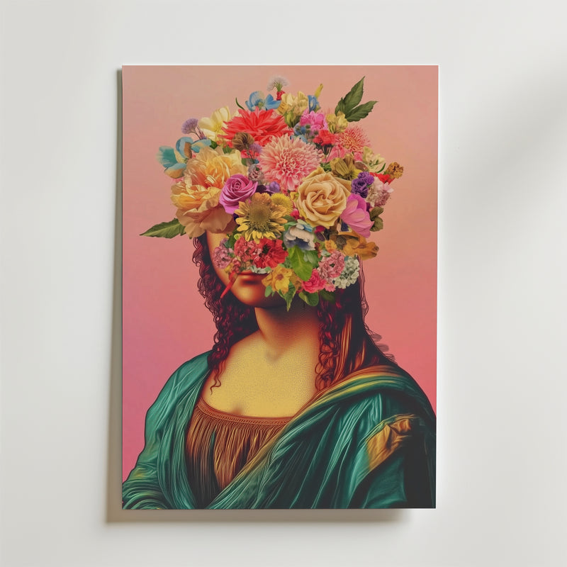 Floral Mona Lisa Portrait Poster