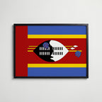 Eswatini National Flag Poster i svart ram – stilren konsttryck som väggdekor från Bozetto
