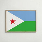 Djibouti National Flag Poster i ekram – inramad konsttryck för stilren inredning hos Bozetto