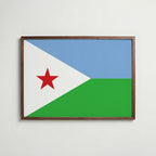 Djibouti National Flag Poster i valnötsram – varm konstaffisch för hemmet från Bozetto