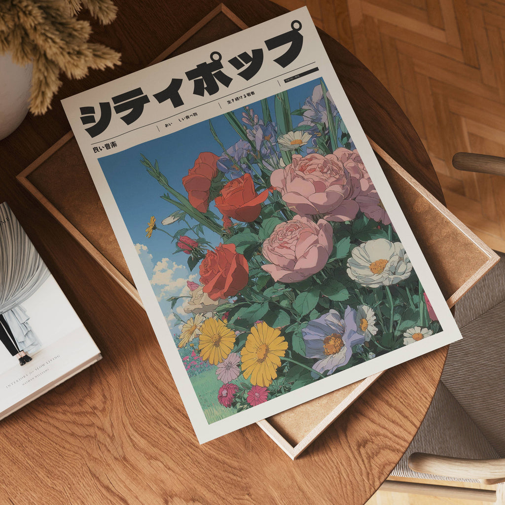 Väggmockup av Morning Bouquet affisch på ljus tegelvägg – Bozetto konsttryck i hög tryckkvalitet